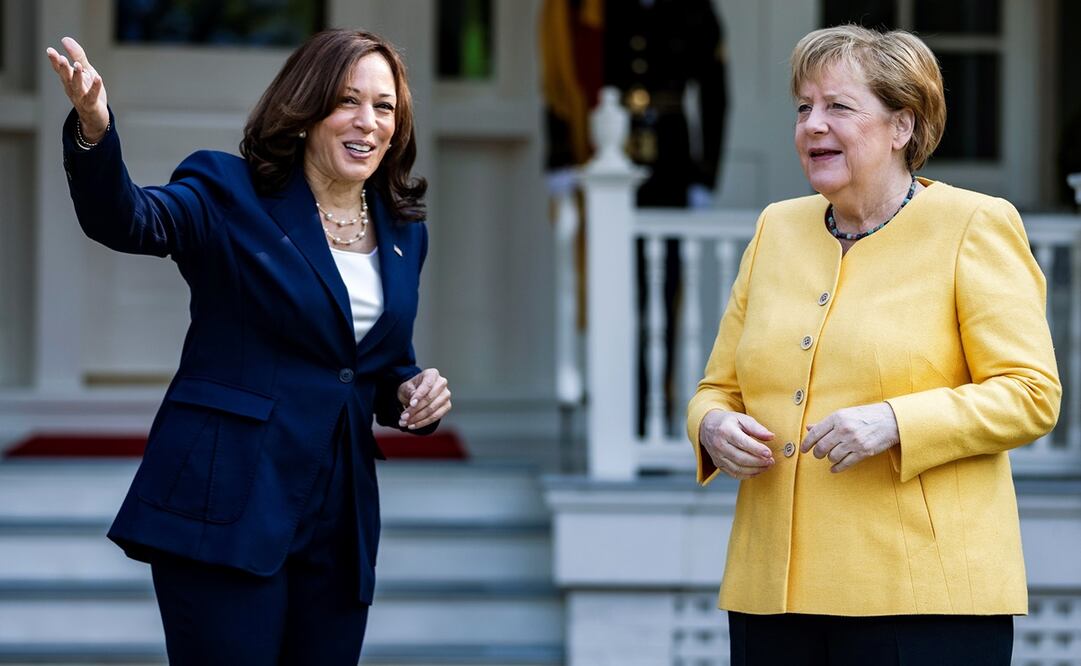 Merkel respondió que estaba "encantada" de conocer a la primera vicepresidenta de la historia de Estados Unidos. Foto: EFE