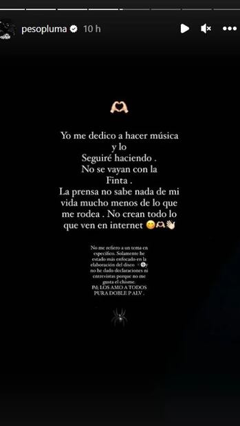 Peso Pluma reaccionó a las criticas por medio de sus redes oficiales. Foto: Instagram @pesopluma