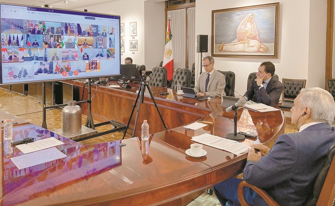 El presidente Andrés Manuel López Obrador participó en la Cumbre Extraordinaria del G20, un encuentro virtual por la pandemia del Covid-19 y la crisis económica mundial; se trata de su primera intervención ante líderes mundiales. Foto: PRESIDENCIA