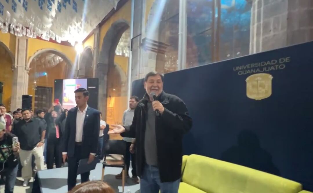 El senador Gerardo Fernández Noroña fue confrontado por estudiantes de la Universidad de Guanajuato (13/11/2025). Foto: Captura de video