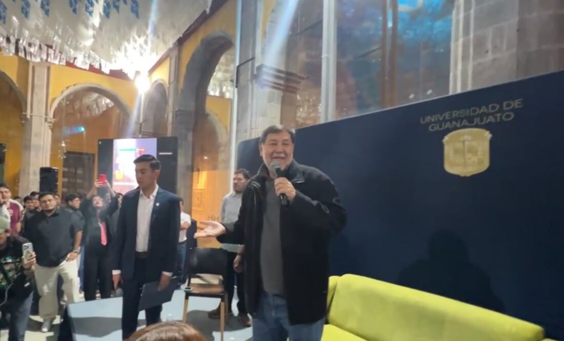 El senador Gerardo Fernández Noroña fue confrontado por estudiantes de la Universidad de Guanajuato (13/11/2025). Foto: Captura de video