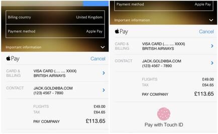 Paga tus boletos de British Airways con Apple Pay