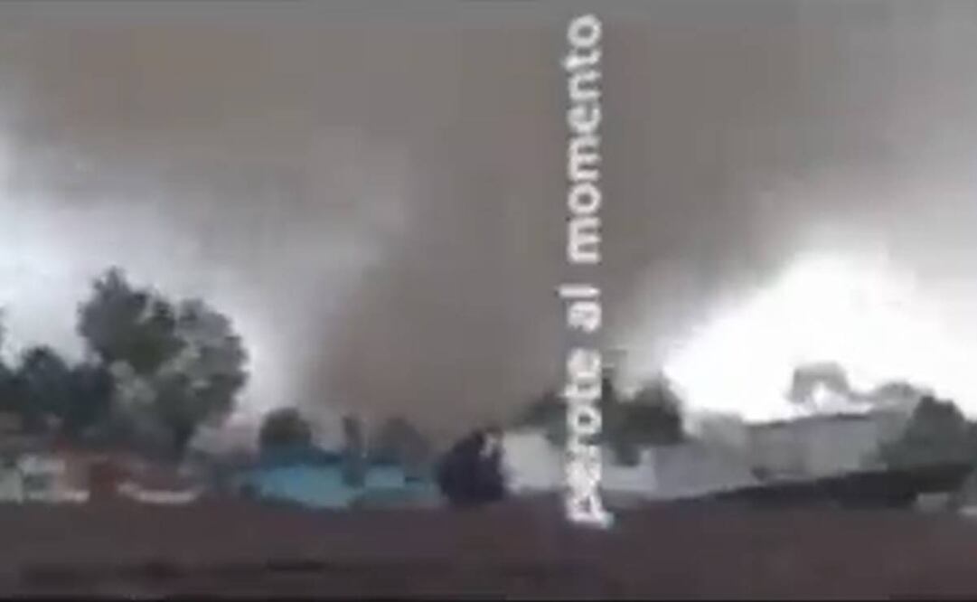Paso del tornado en Perote, Vercruz. Foto: Captura de video @InfoMeteoro.