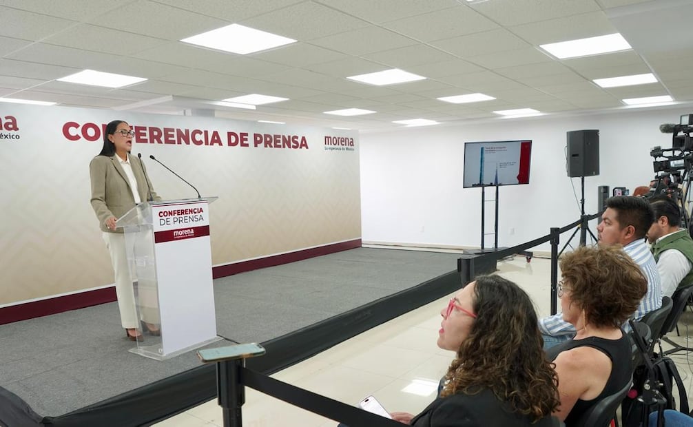 La dirigente nacional de Morena, Ariadna Montiel, en conferencia de prensa el 26 de mayo de 2026. Foto: Especial