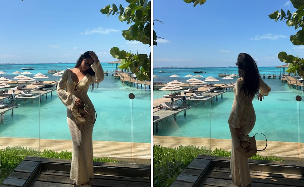 María Chacón apuesta por un vestido tejido en tono arena, ideal para lograr un look de playa sofisticado. Foto: Instagram @oficialmariachacon