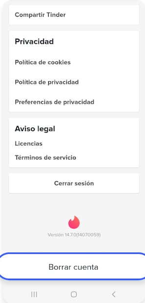 Tinder. Fuente: Captura