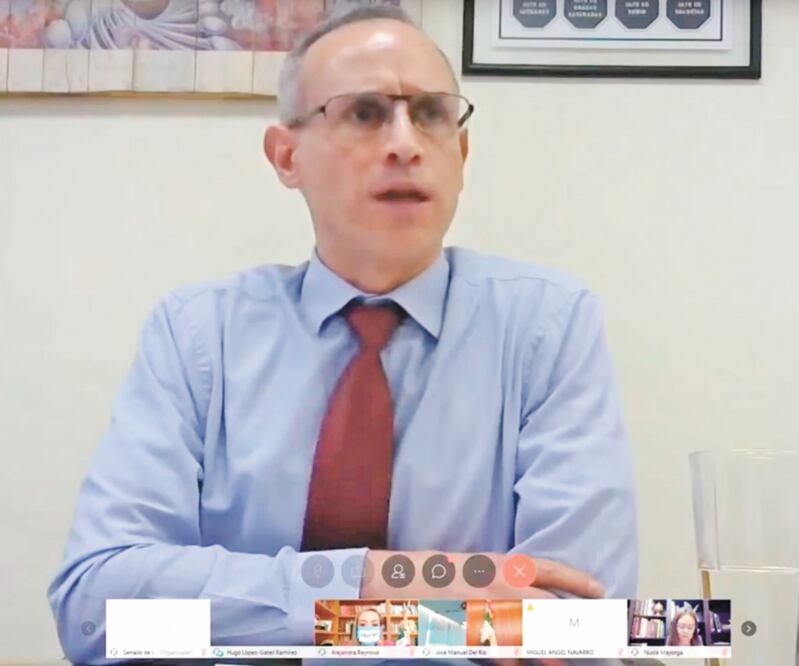 El subsecretario de Prevención y Promoción de la Salud, Hugo López-Gatell, sostuvo una reunión virtual con senadores para explicar las medidas que ha tomado México contra la pandemia de Covid-19. Foto: TOMADA DE VIDEO