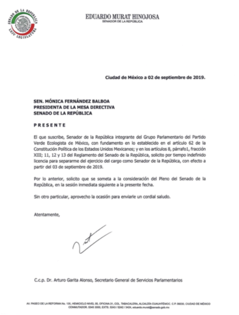 Manuel Velasco regresa al Senado