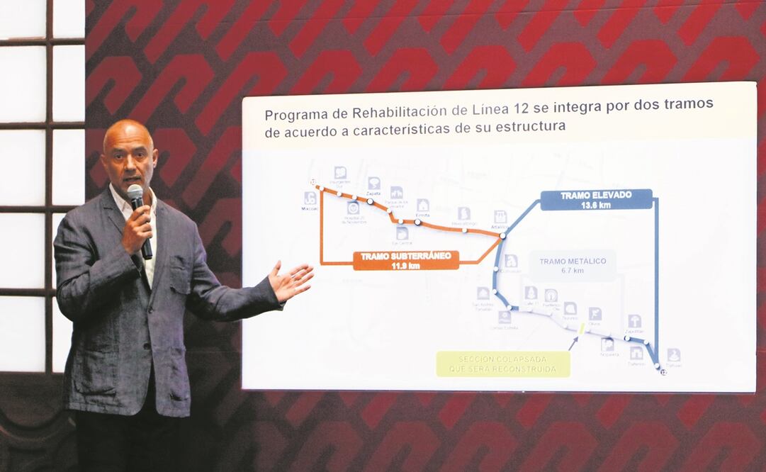 Jesús Esteva, titular de Sobse, expuso que la zona colapsada tiene un avance de 74% en el reforzamiento de columnas. Foto: Especial 