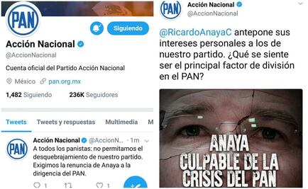 "Hackean" cuenta de Twitter del PAN; piden renuncia de Anaya