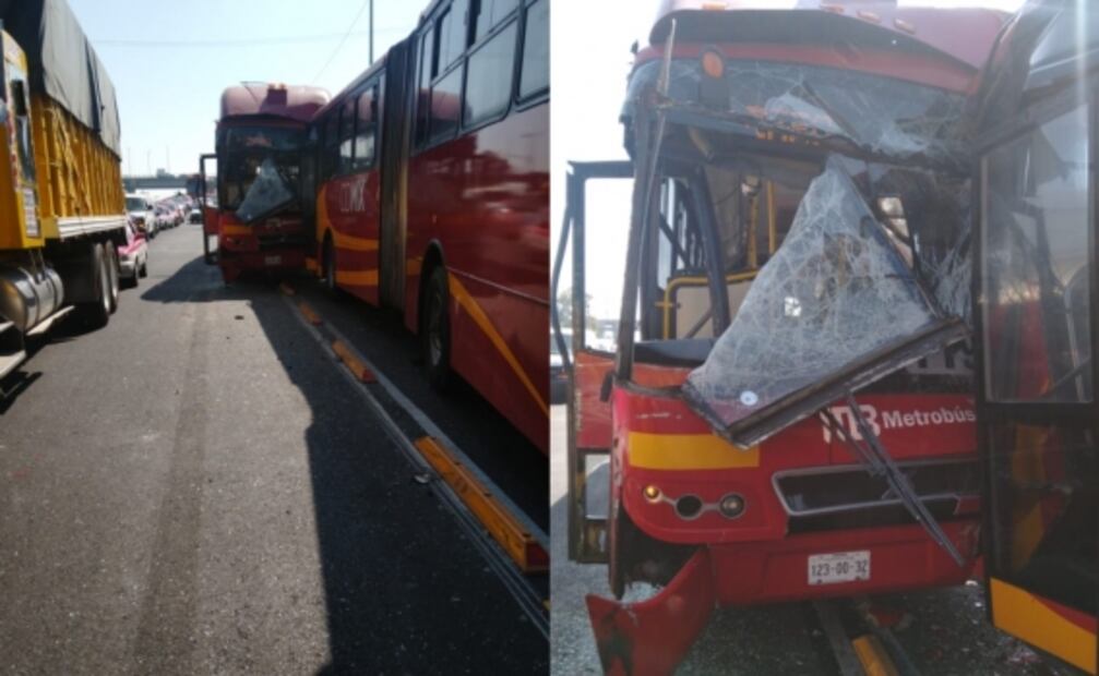 Choque entre dos unidades del Metrobús deja 5 heridos en la V. Carranza 
