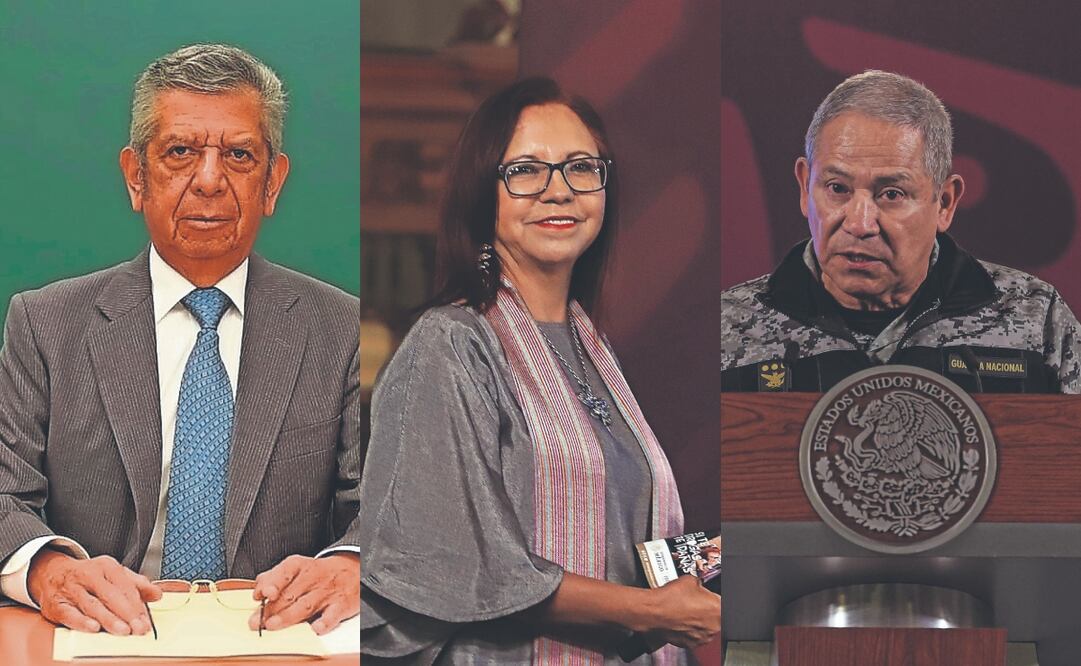 Lo que declaran los funcionarios. Roberto Aquino, secretario de la SEP, Leticia Ramírez, secretaria de Educación Pública y David Córdova, comandante de la Guardia Nacional.  Fotos de Archivo EL Universal