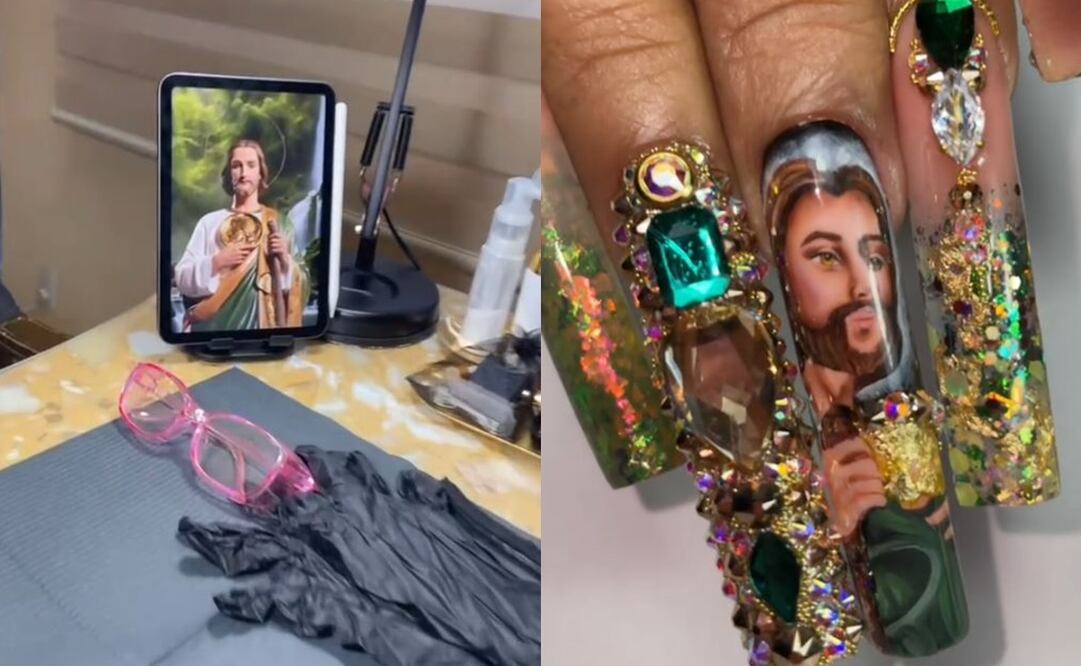 Mujer gasta 11 mil pesos en uñas buchonas de San Judas Tadeo. Foto: Captura de video