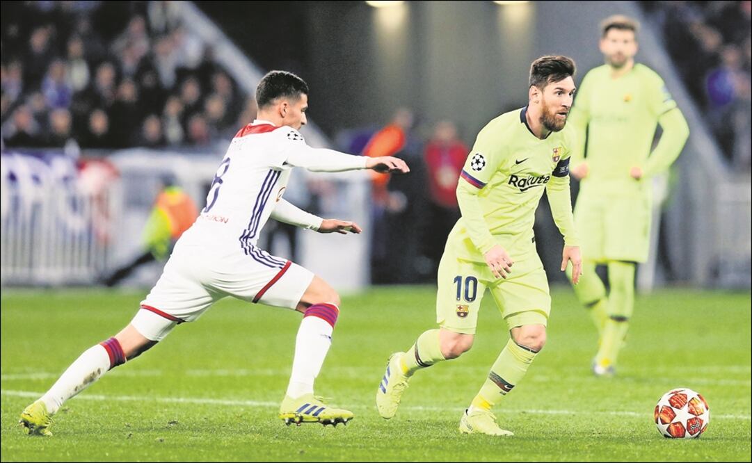 Lionel Messi frente al Lyon. Foto: Reuters