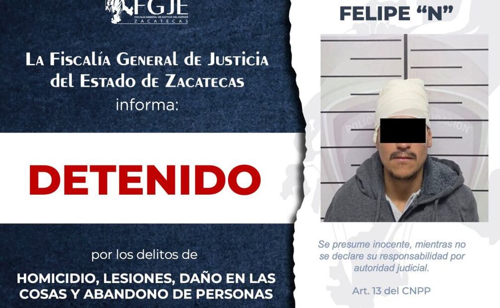 Detienen a chofer que abandonó camión volcado en Zacatecas (21/12/2025). Foto: Especial