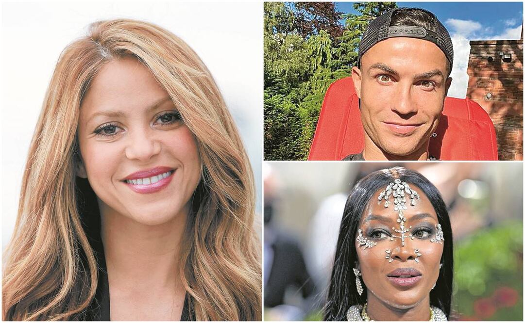 Shakira, Cristiano Ronaldo, Naomi Campbell. Fotos: Instagram.
