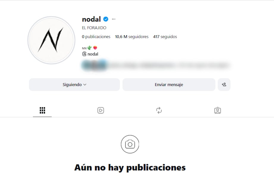Así luce el Instagram de Christian Nodal.