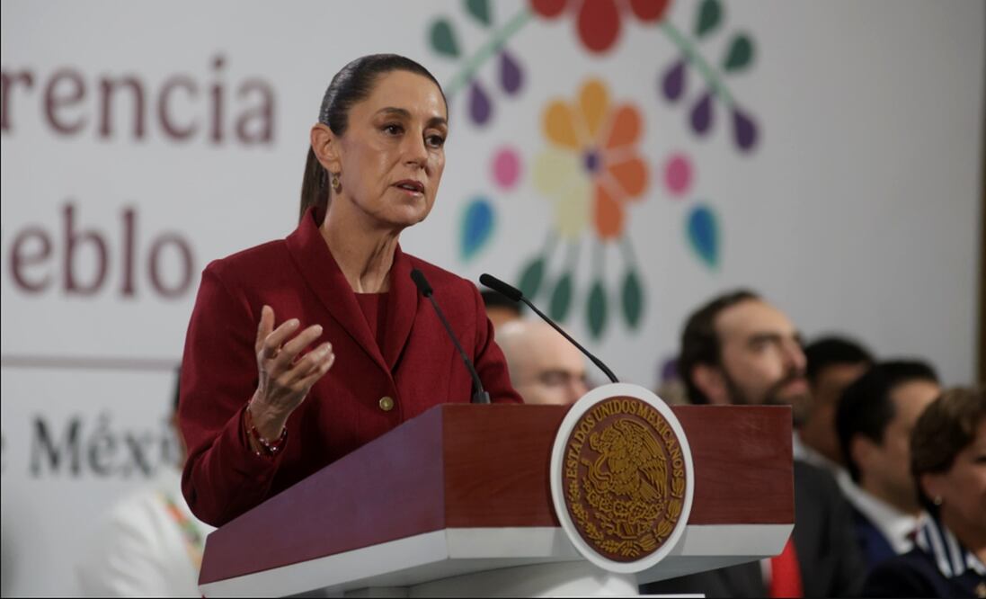 La presidenta Claudia Sheinbaum Pardo durante su conferencia mañanera del 2 de julio de 2025. Foto: Carlos Mejía/EL UNIVERSAL