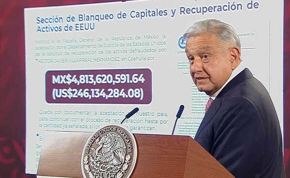 AMLO celebra la recuperación de activos para México. Foto: Captura de pantalla