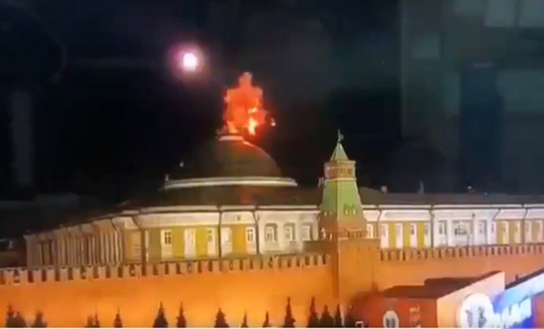 Rusia acusó a Ucrania de atacar la sede del Kremlin con drones no tripulados para matar al presidente Vladimir Putin. Foto: Tomada del video