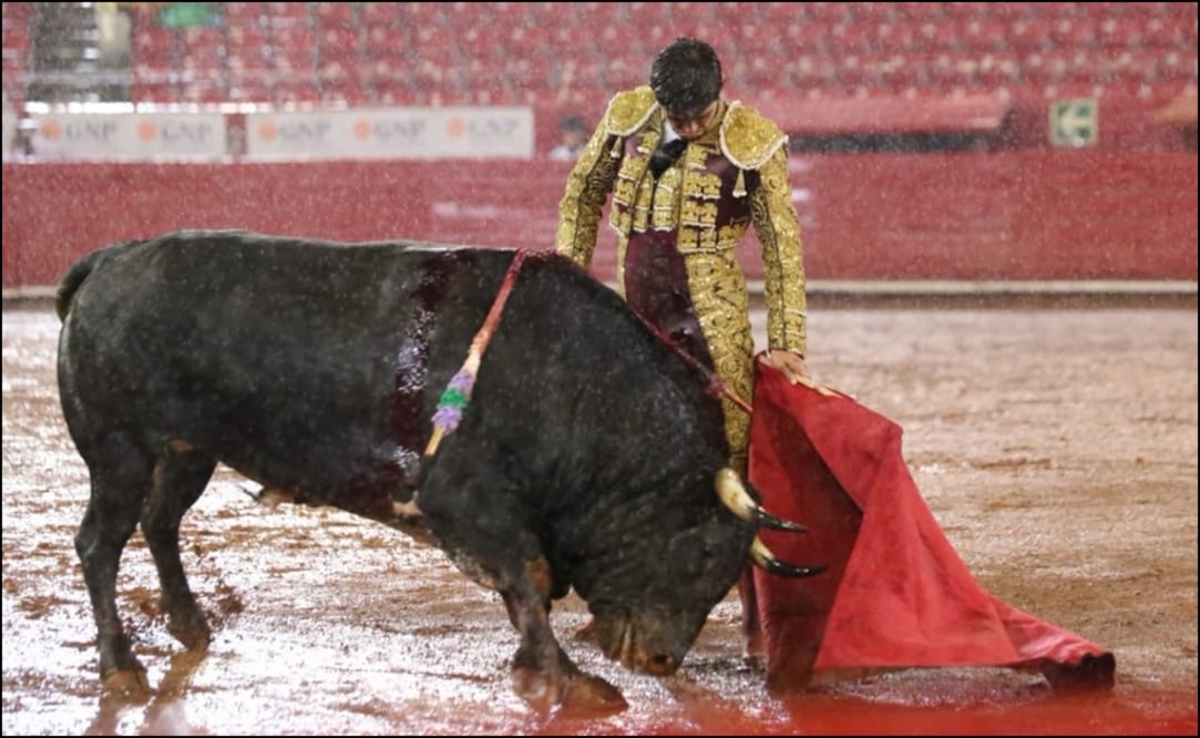 Una lidia bajo la lluvia de Gerardo Adame, que no logró trofeo alguno, fue lo más relevante de la corrida. Foto: @LaPlazaMexico