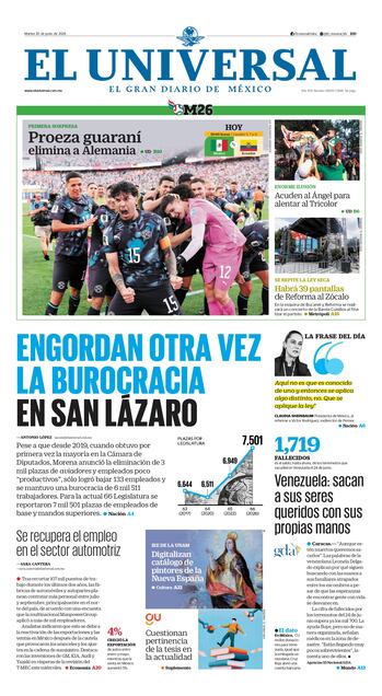 Portada impresa del 30 de junio del 2026