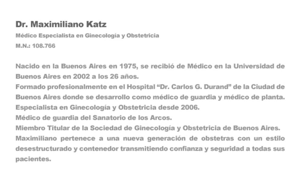 Dr. Maximiliano. Foto: Captura de pantalla de la página Dr. KATZ Obstetras