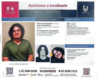 Emiten ficha de búsqueda para localizar a Daniel León Gómez; joven desapareció en la Benito Juárez