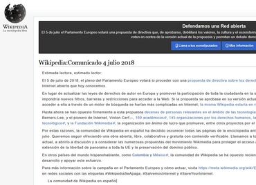 Wikipedia “apaga” su página en protesta contra norma sobre derechos de autor