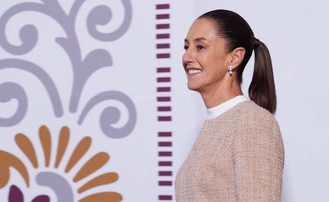 Claudia Sheinbaum en su conferencia mañanera de este lunes 14 de octubre en Palacio Nacional. Foto: Presidencia