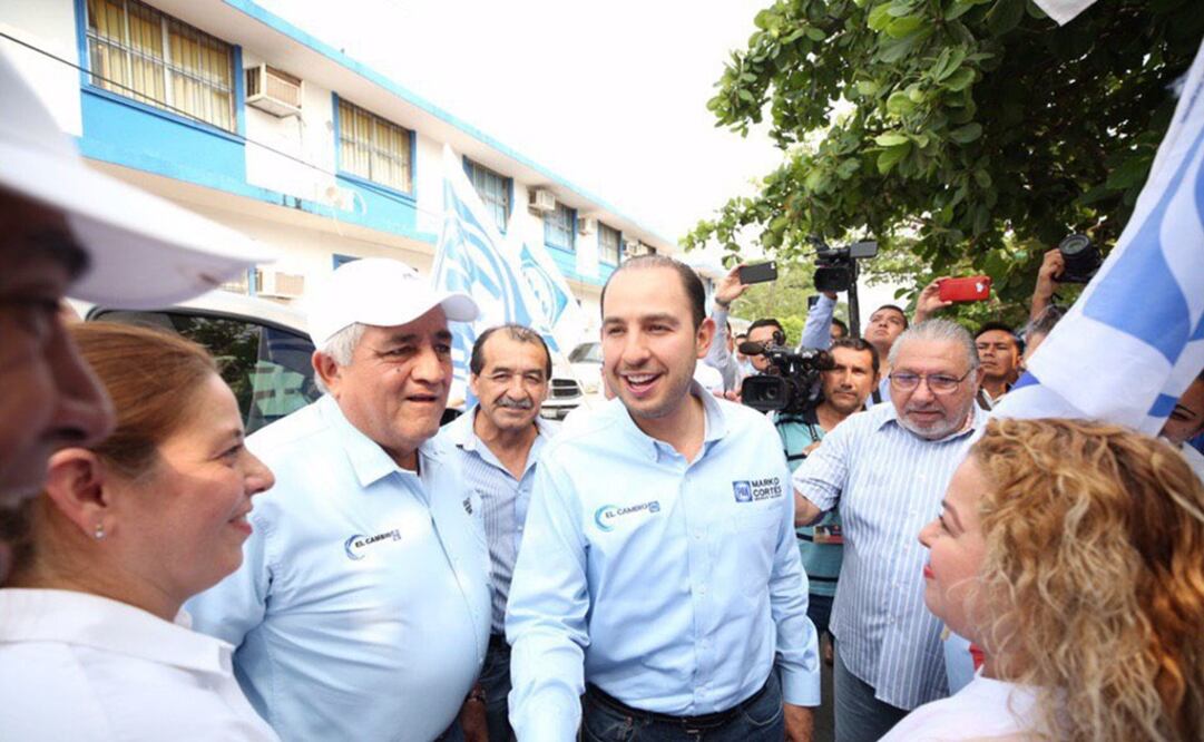 Marko Cortés durante una gira en la que acompaña a los candidatos del PAN en la zona sur de Tamaulipas. Foto: Twitter @MarkoCortes