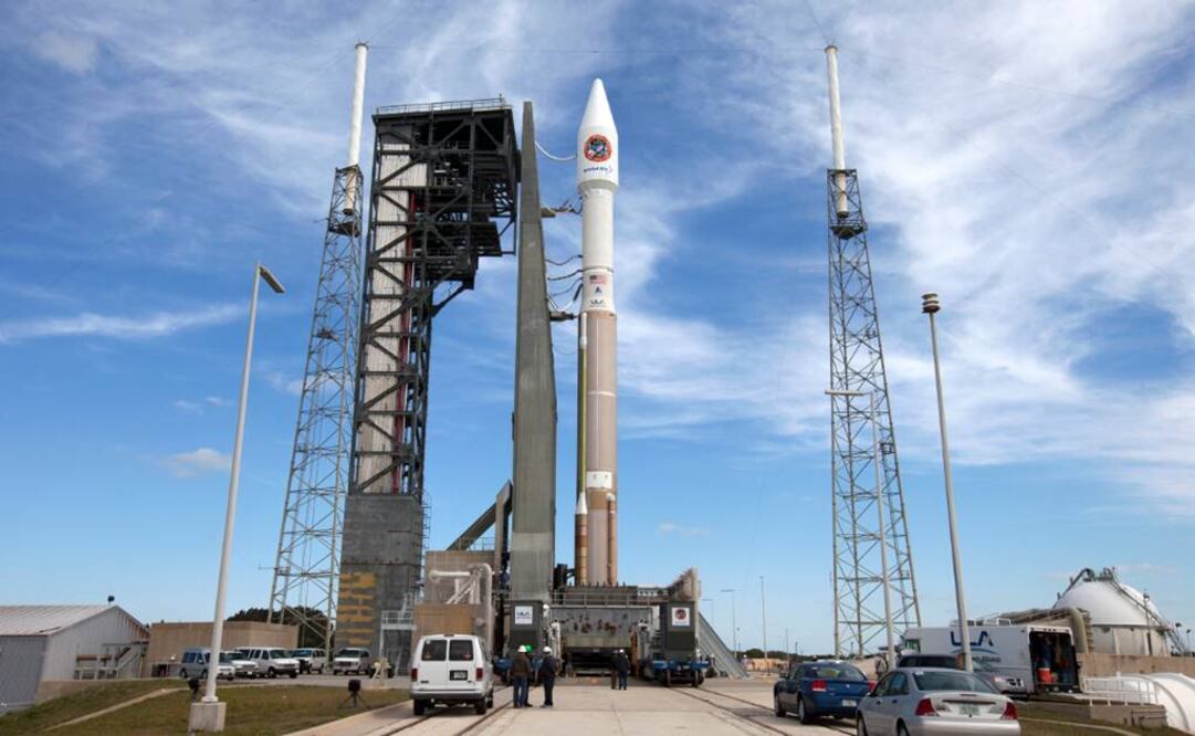 El cohete Atlas V de United Launch Alliance y la cápsula espacial Cygnus de Orbital ATK en la plataforma de lanzamiento en la Estación de la Fuerza Aérea en Cabo Cañavera. Foto: AP