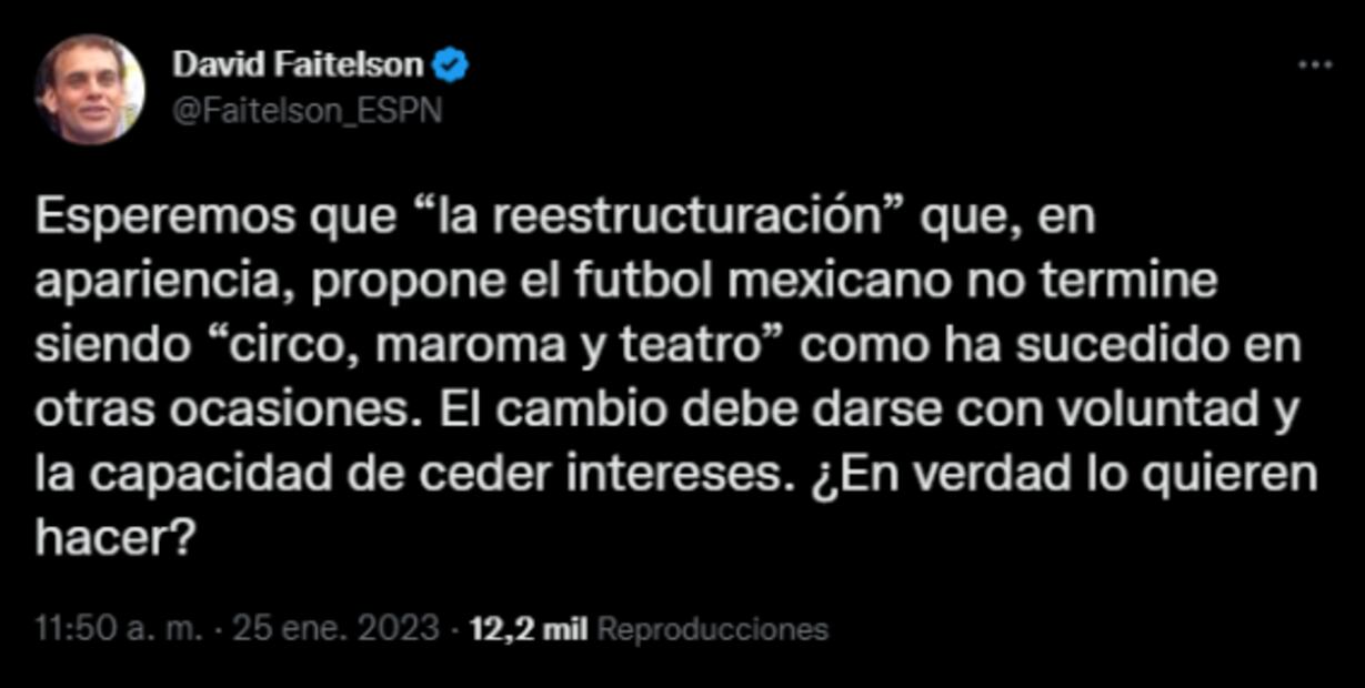 David Faitelson pide que la nueva reestructuración al futbol mexicano no termine en "circo, maroma y teatro"