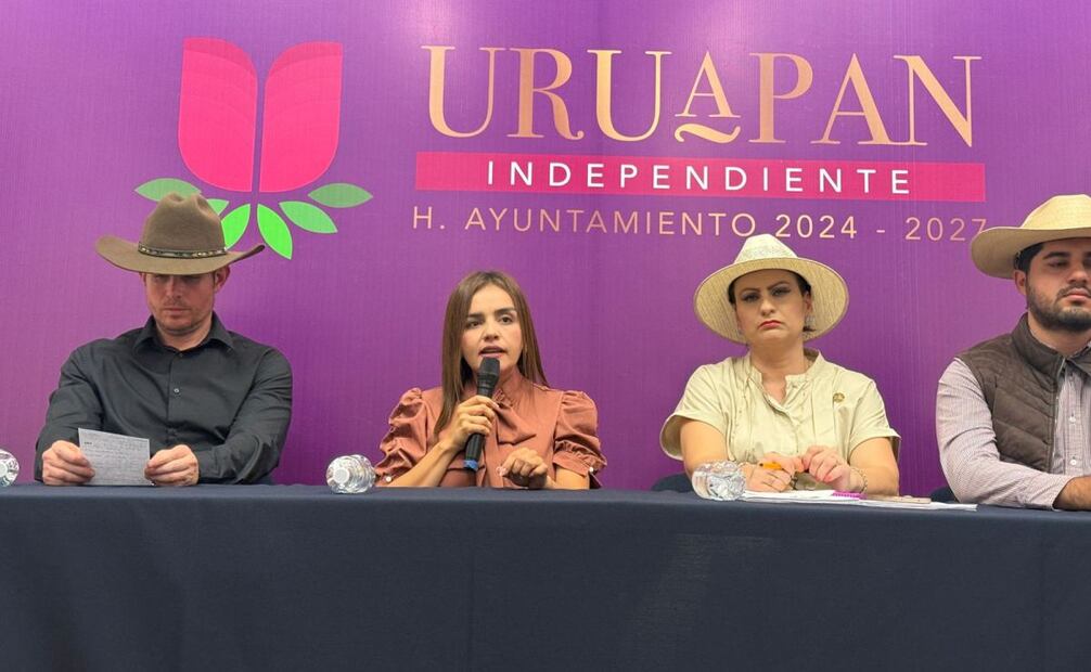 Conferencia de prensa de la presidenta de Uruapan, Grecia Quiroz (13/11/2025). Foto: Carlos Arrieta / EL UNIVERSAL