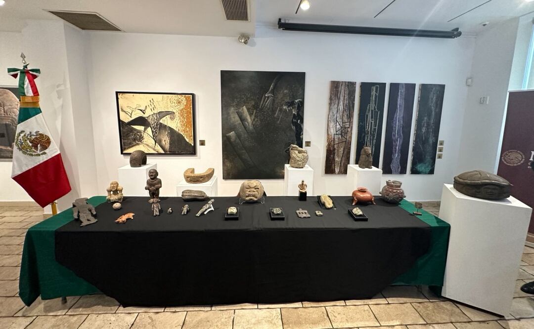 Exposición en Nueva York de 26 piezas arqueológicas recuperadas (25/09/2025). Foto: Especial