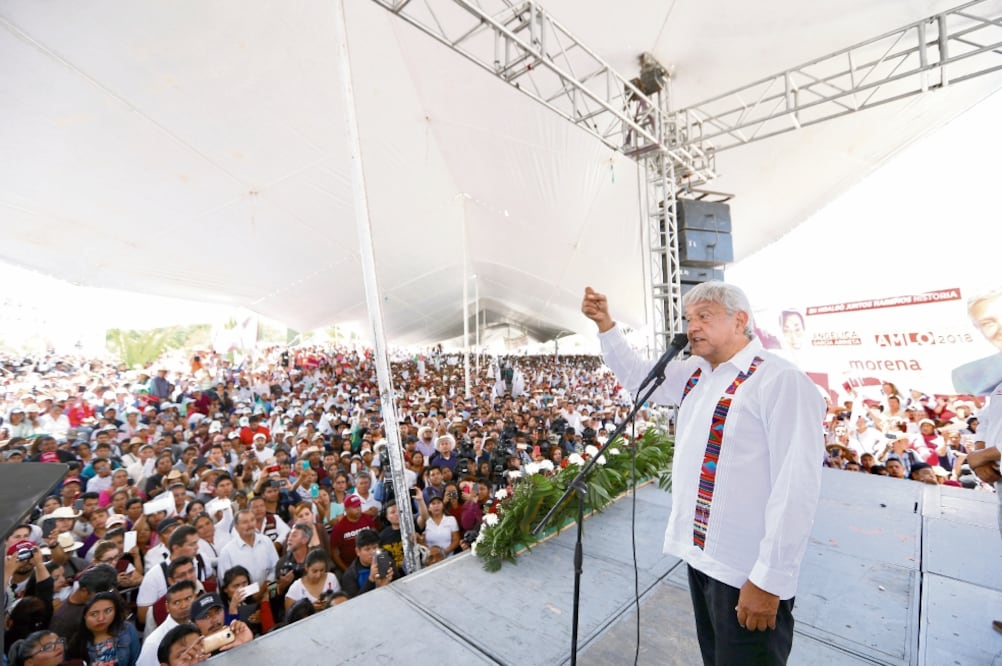 Andrés Manuel López Obrador, candidato de la coalición Juntos Haremos Historia, tuvo una intensa gira en Hidalgo y realizó cuatro grandes concentraciones para mostrar músculo, en medio de un fuerte dispositivo de seguridad (VALENTE ROSAS. EL UNIVERSAL)