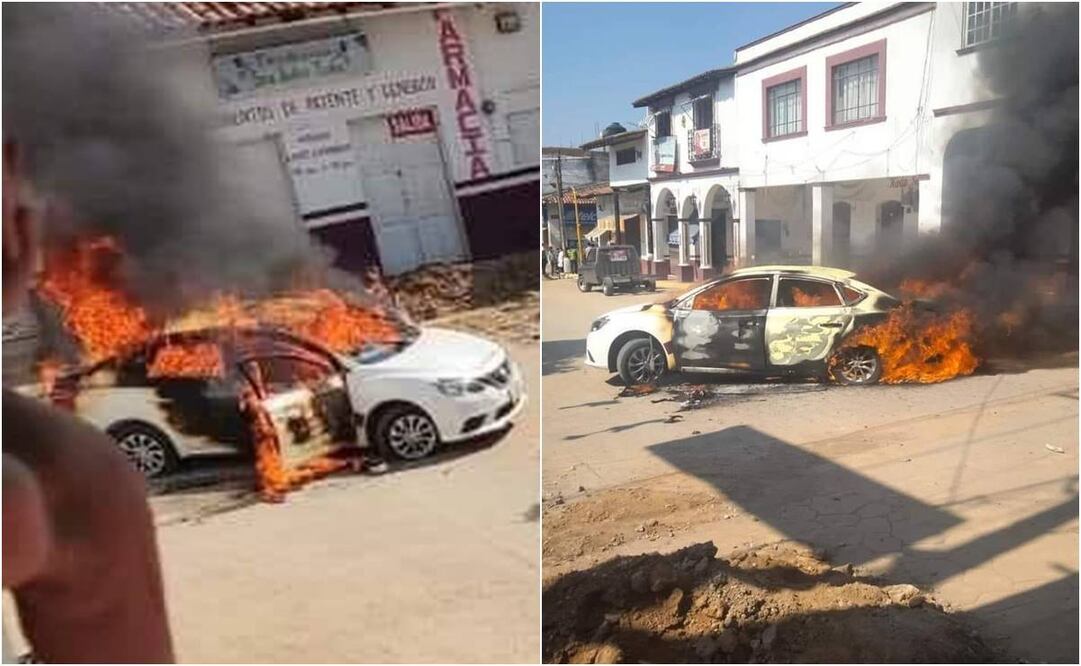 Vehículo incendiado. Foto: Especial.