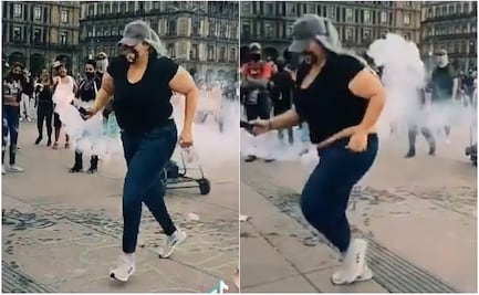 "La Reinota", alaban en redes a la mujer que regresó una bomba de humo a policías el 8M