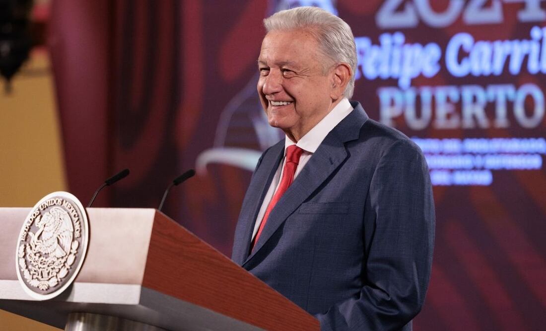 López Obrador en su mañanera del 8 de julio en Palacio Nacional. Foto: Presidencia
