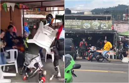 “¡No rompan las sillas, tan bien caras!”: Se arma campal de bikers en Tres Marías, VIDEOS