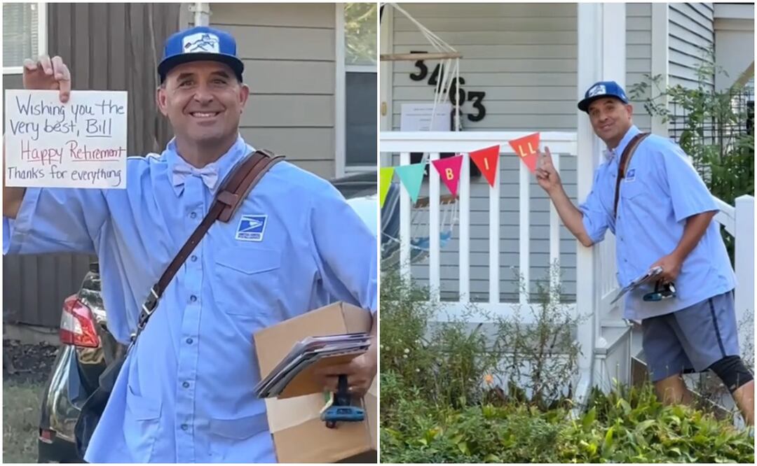 Con globos y dibujos de los niños, la comunidad le entregó pequeños presentes a Bill Buda de 59 años para agradecer su dedicación. Fotos: TikTok @blissfulbuda