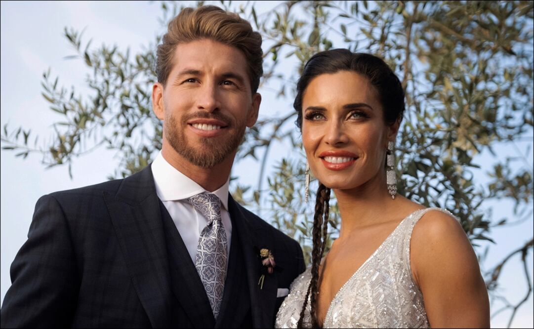 El futbolista del Real Madrid Sergio Ramos y la presentadora de televisión Pilar Rubio posan para los medios. Foto: EFE