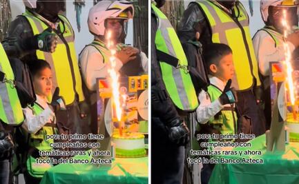 Cumpleaños con estilo único; niño elige temática de Banco Azteca con cobradores incluidos y se viraliza