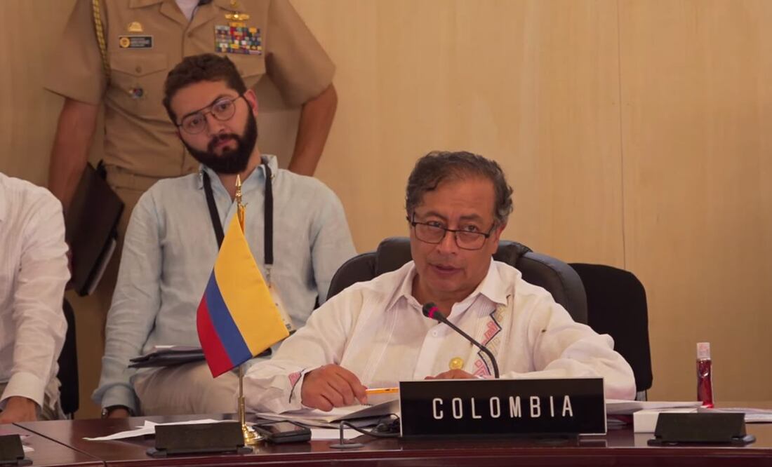 Intervención del Presidente de Colombia, Gustavo Petro durante cumbre sobre migración. Foto: Captura/Youtube Gobierno de México