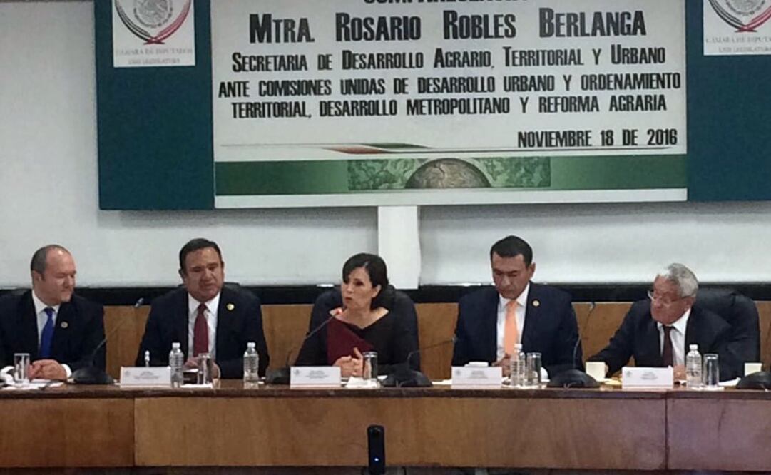 La funcionaria federal compareció ante comisiones unidas de Desarrollo Urbano, Ordenamiento Territorial, Desarrollo Metropolitano y Reforma Agraria. /Tomada de @Mx_Diputados 