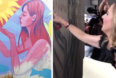 Este es el graffiti que hizo la esposa de AMLO