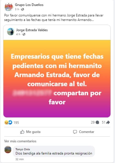 Grupo los Dueños. / Foto: captura publicación de "X".