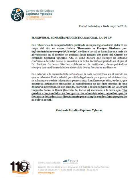 Denuncian a Enrique Cárdenas por defraudación; no comprobó 14 mdp
