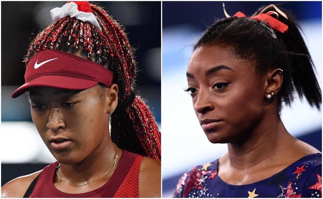 Naomi Osaka y Simone Biles, atletas que han abierto el debate sobre la salud mental de las y los deportistas. Fotos: AFP y EFE