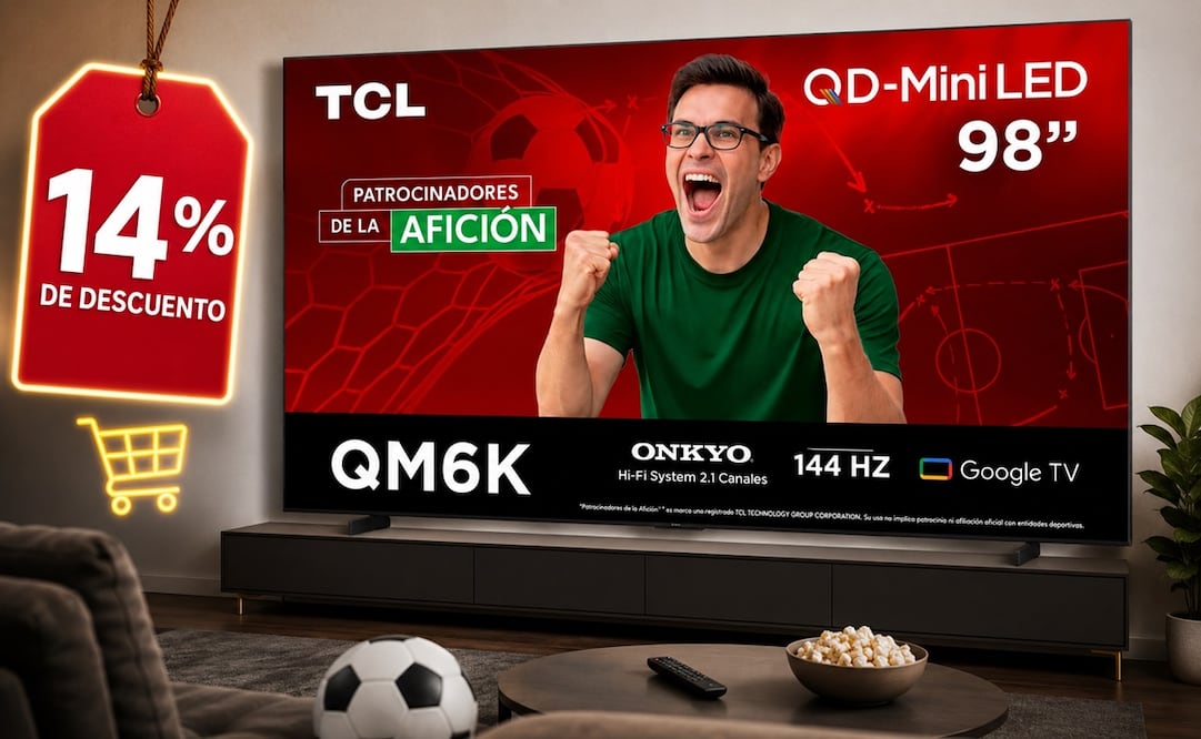 Sus 98 pulgadas permiten disfrutar de una experiencia similar a la de una sala de cine, haciendo que cada película, partido de futbol o videojuego cobre una nueva dimensión. Foto: IA